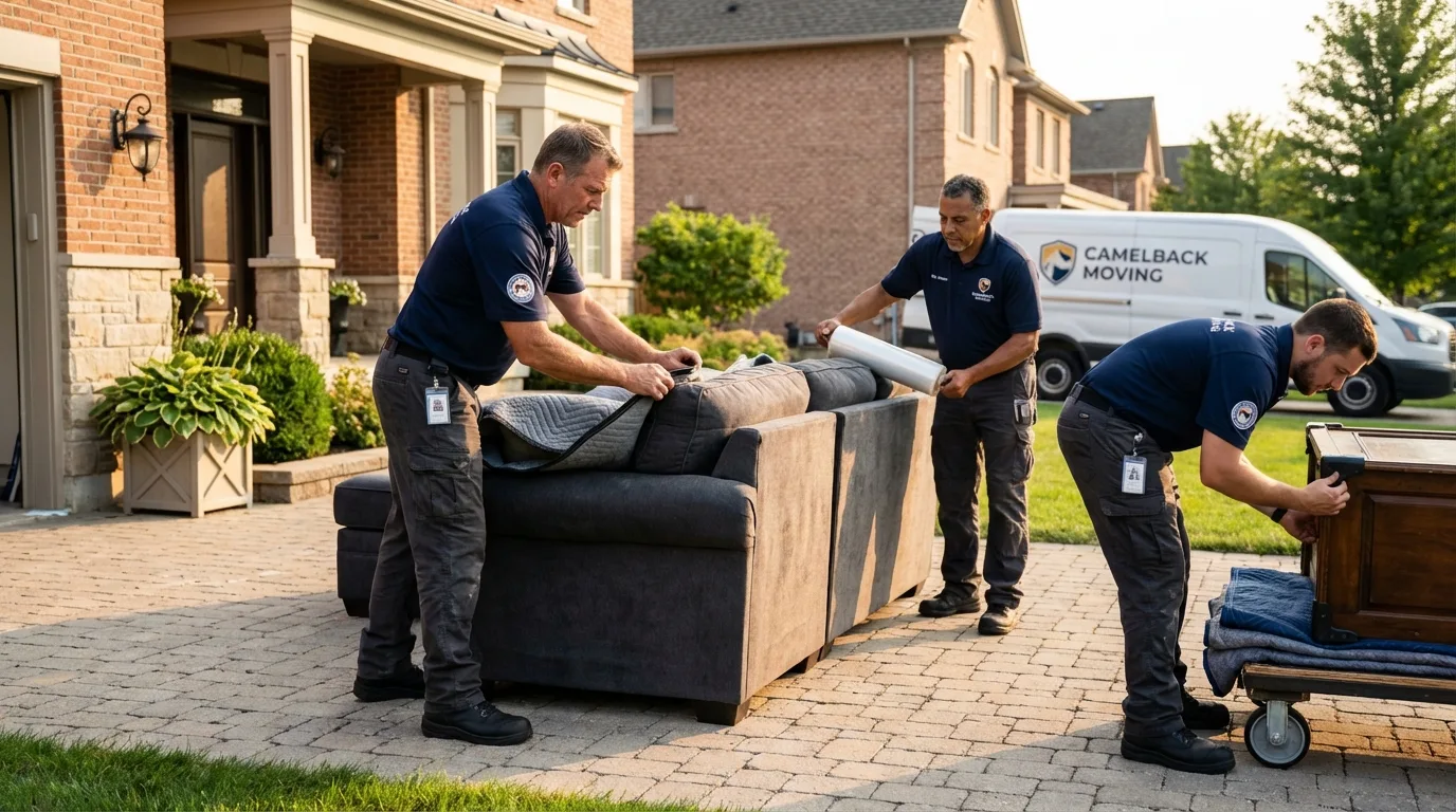 Large estate moving crew wrapping furniture in Perryton, TX